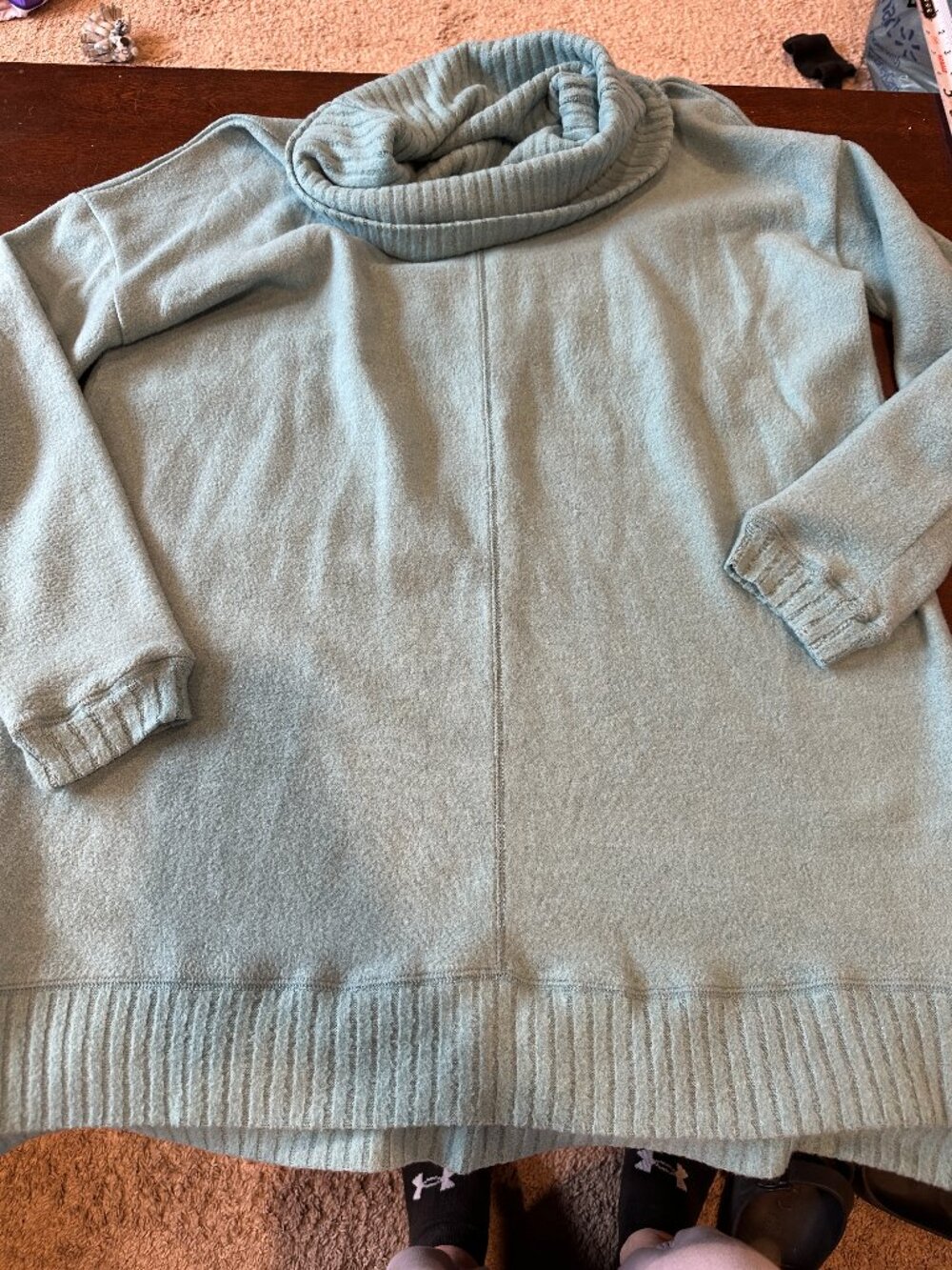 Lulus Oversized Sweater Dress Mint Blue Teal Womens Size Small Cowl Neck Warm